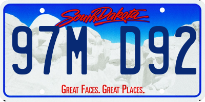 SD license plate 97MD92