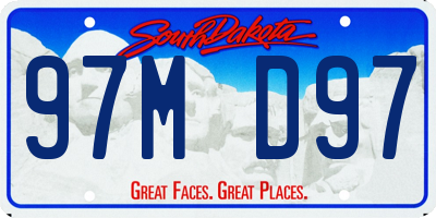 SD license plate 97MD97
