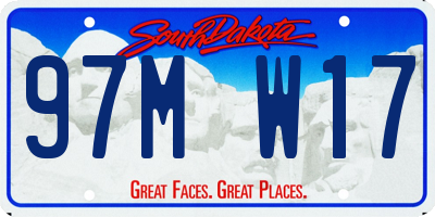 SD license plate 97MW17