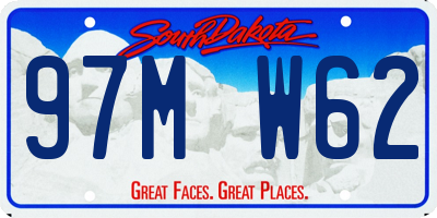 SD license plate 97MW62