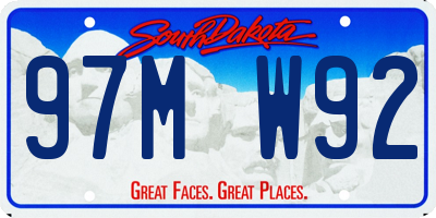 SD license plate 97MW92