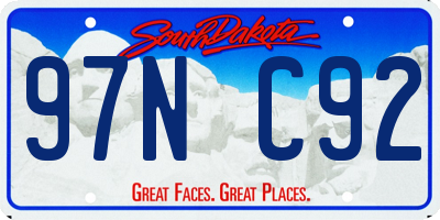 SD license plate 97NC92
