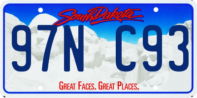 SD license plate 97NC93