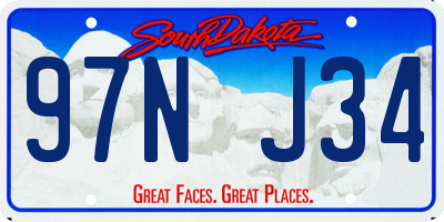 SD license plate 97NJ34