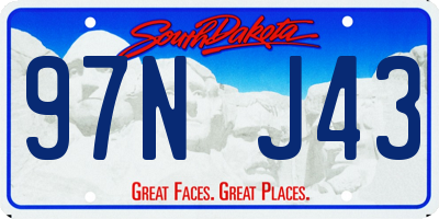 SD license plate 97NJ43