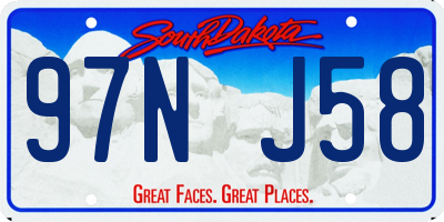 SD license plate 97NJ58