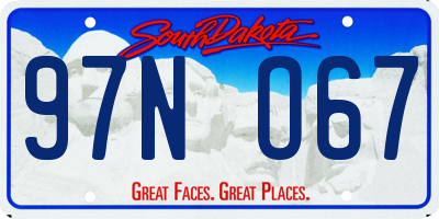 SD license plate 97NO67