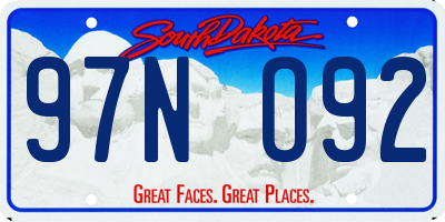 SD license plate 97NO92