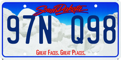SD license plate 97NQ98