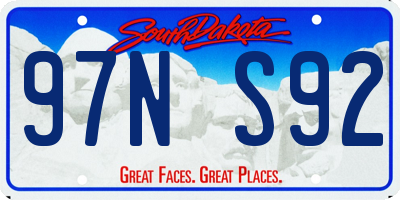 SD license plate 97NS92