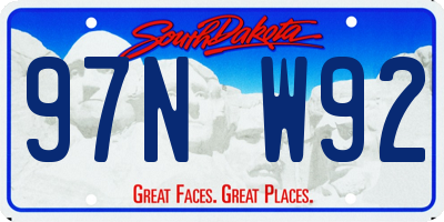 SD license plate 97NW92