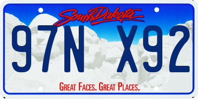 SD license plate 97NX92