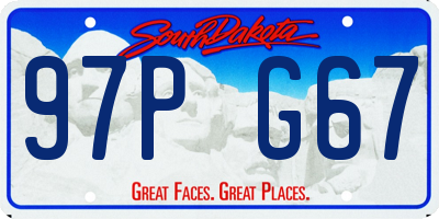 SD license plate 97PG67