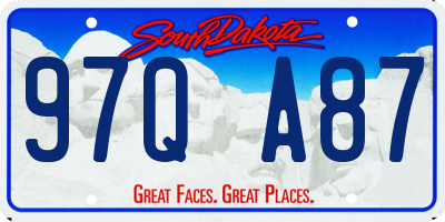 SD license plate 97QA87