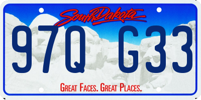 SD license plate 97QG33