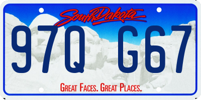 SD license plate 97QG67
