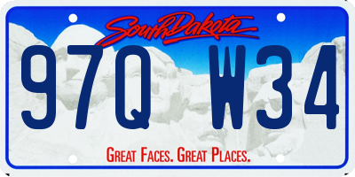 SD license plate 97QW34
