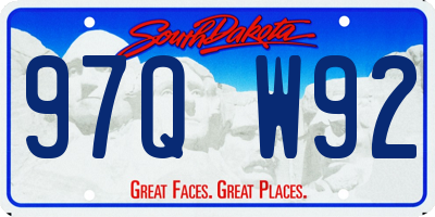 SD license plate 97QW92