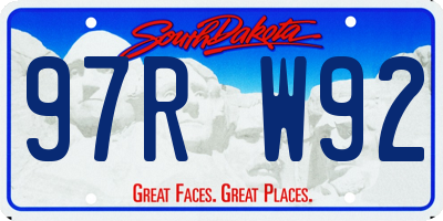 SD license plate 97RW92