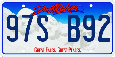 SD license plate 97SB92
