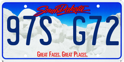 SD license plate 97SG72