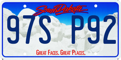 SD license plate 97SP92