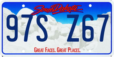 SD license plate 97SZ67