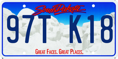 SD license plate 97TK18