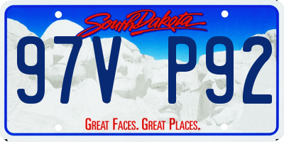 SD license plate 97VP92