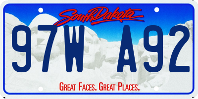 SD license plate 97WA92