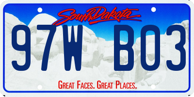 SD license plate 97WB03