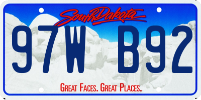 SD license plate 97WB92