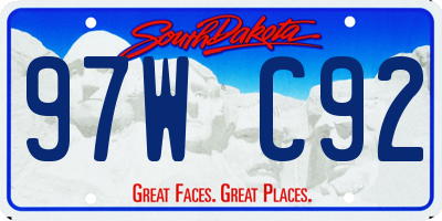 SD license plate 97WC92