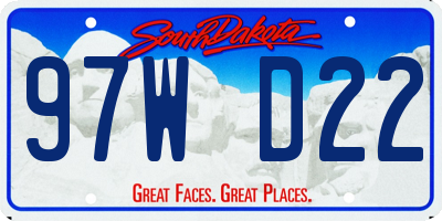 SD license plate 97WD22