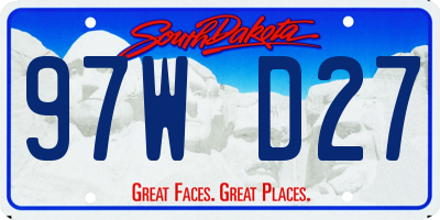 SD license plate 97WD27