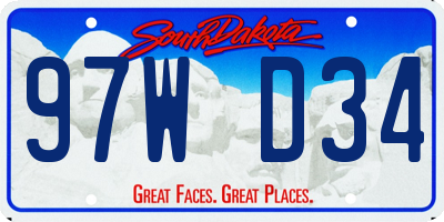 SD license plate 97WD34