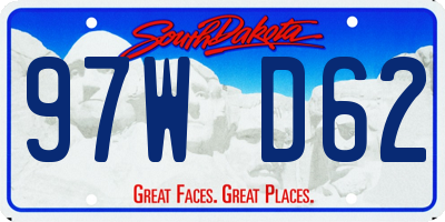 SD license plate 97WD62