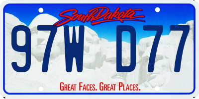 SD license plate 97WD77