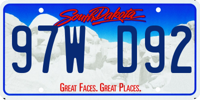 SD license plate 97WD92