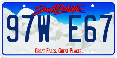 SD license plate 97WE67