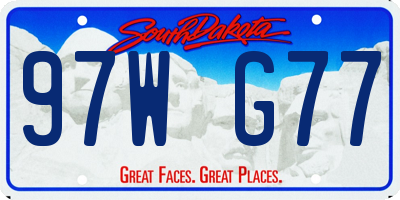 SD license plate 97WG77