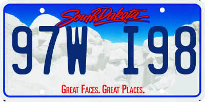 SD license plate 97WI98