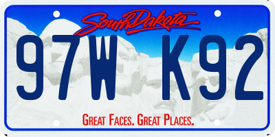 SD license plate 97WK92