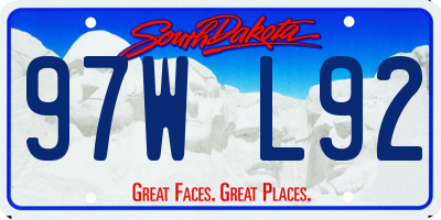 SD license plate 97WL92