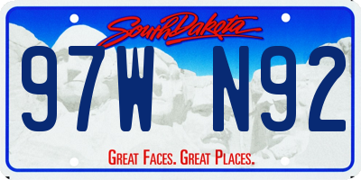 SD license plate 97WN92
