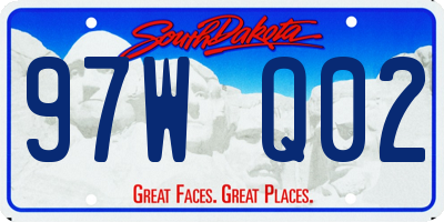 SD license plate 97WQ02