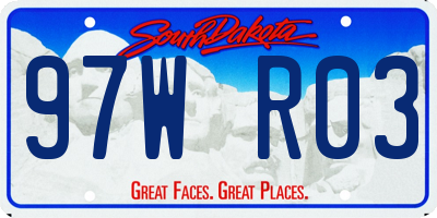 SD license plate 97WR03