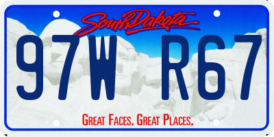 SD license plate 97WR67