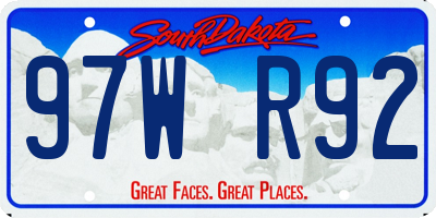 SD license plate 97WR92