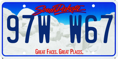 SD license plate 97WW67